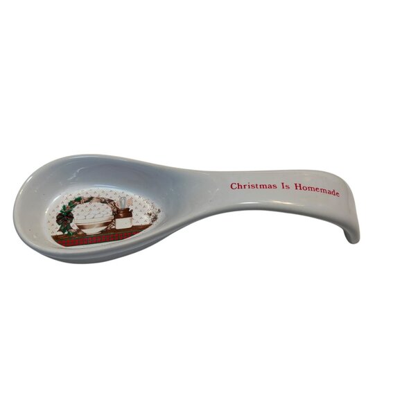 House Of Lloyd 1988 Christmas Is Homemade Ceramic Spoon Rest With Box - Picture 2 of 7